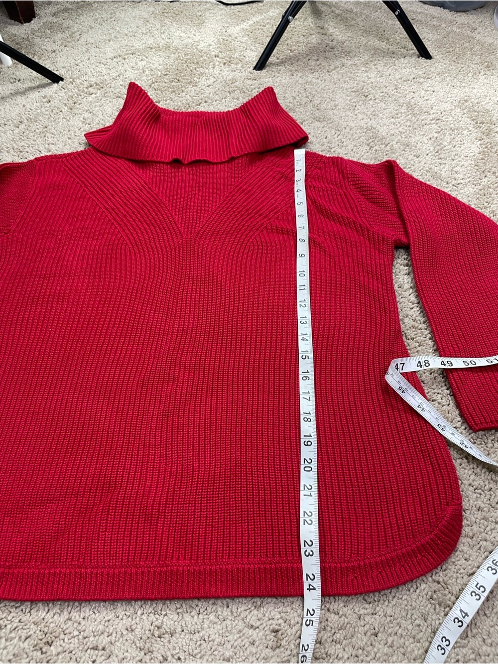 Talbots Red Ribbed Turtleneck‎ Sweater - Picture 5 of 10